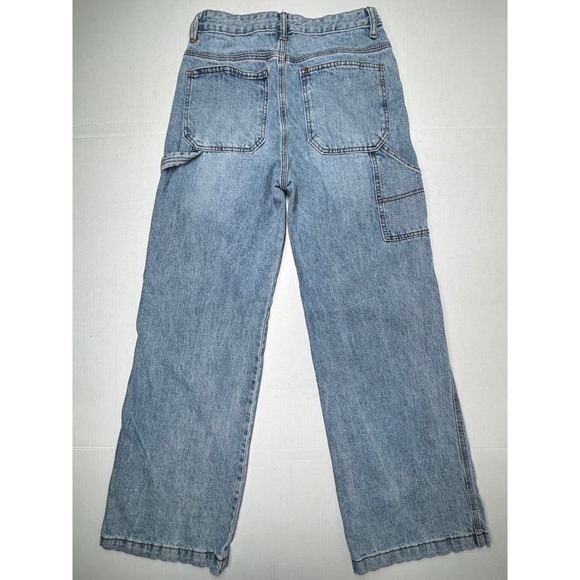 SONG Carpenter Wide Leg Jeans Womens 7/28 High Rise Utility Light Pockets EUC - Picture 10 of 10